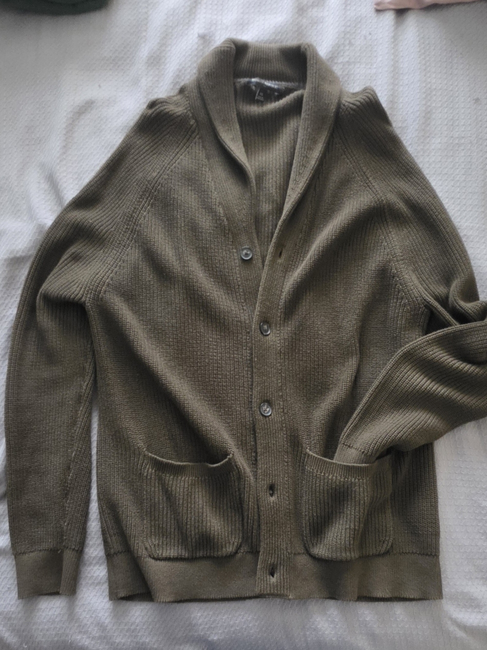 Banana Republic Olive Shawl-Collar Button Cardigan